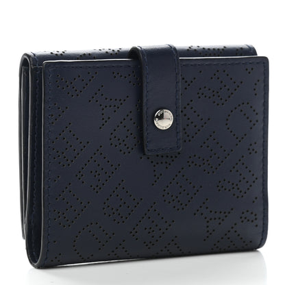 Burberry Calfskin Perforated Compact Wallet Navy 3 of 7