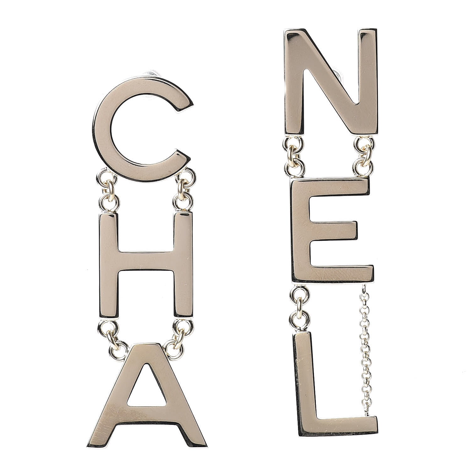 Chanel Metal Cha-Nel Logo Drop Earrings Gold 1 of 5