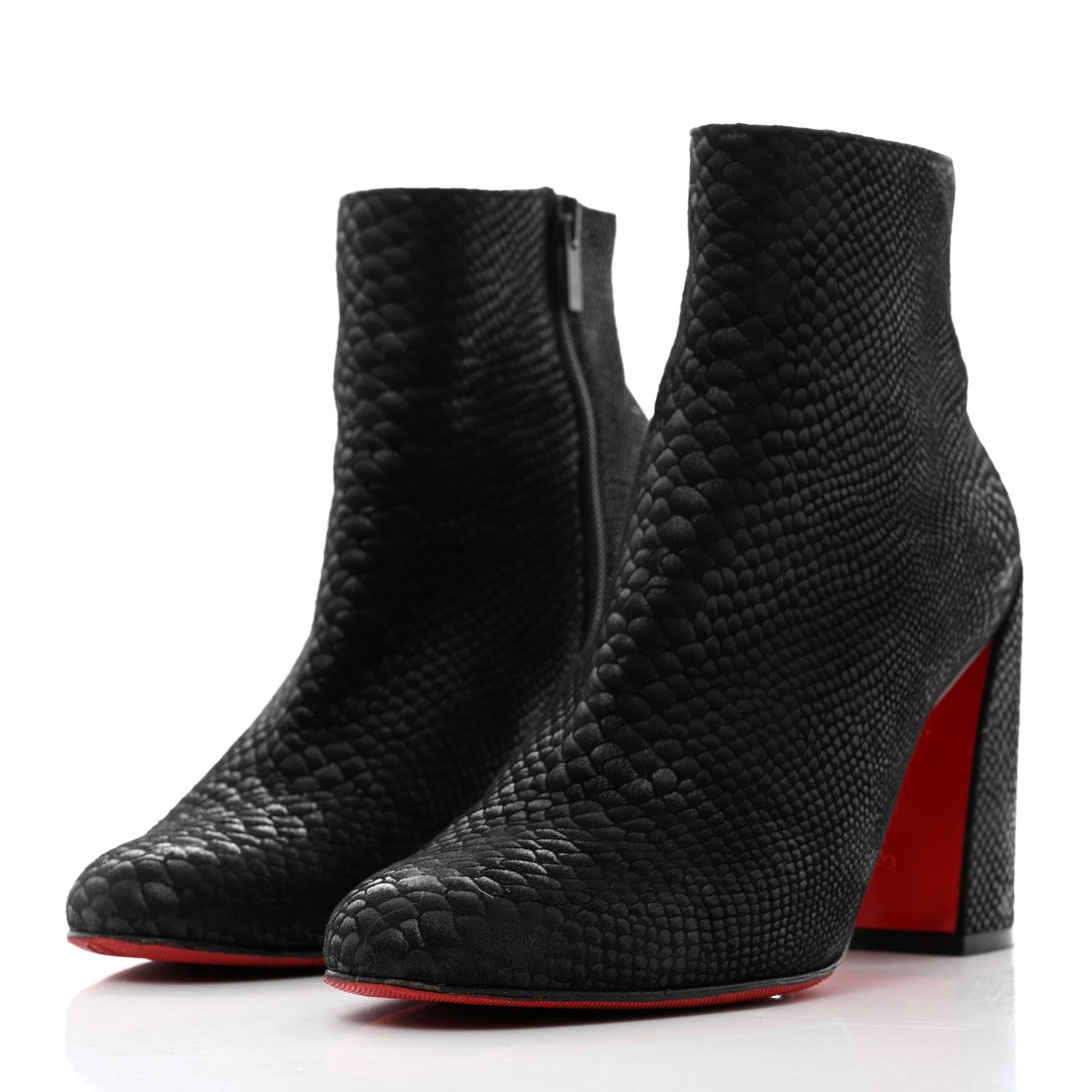 Christian Louboutin Calfskin Lizard Embossed Turela 85 Ankle Boots 39.5 Black 3 of 7