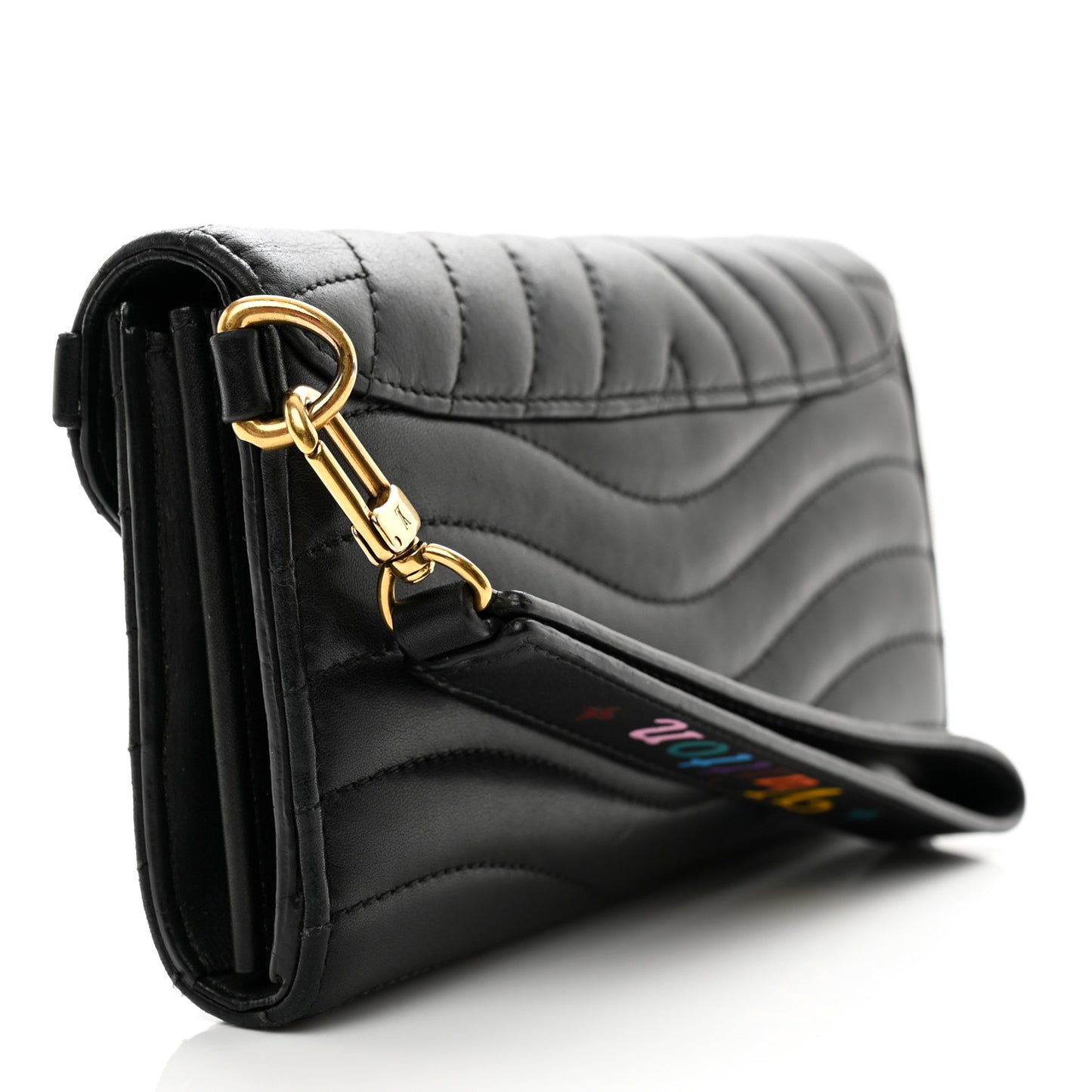 Calfskin New Wave Long Wallet Black