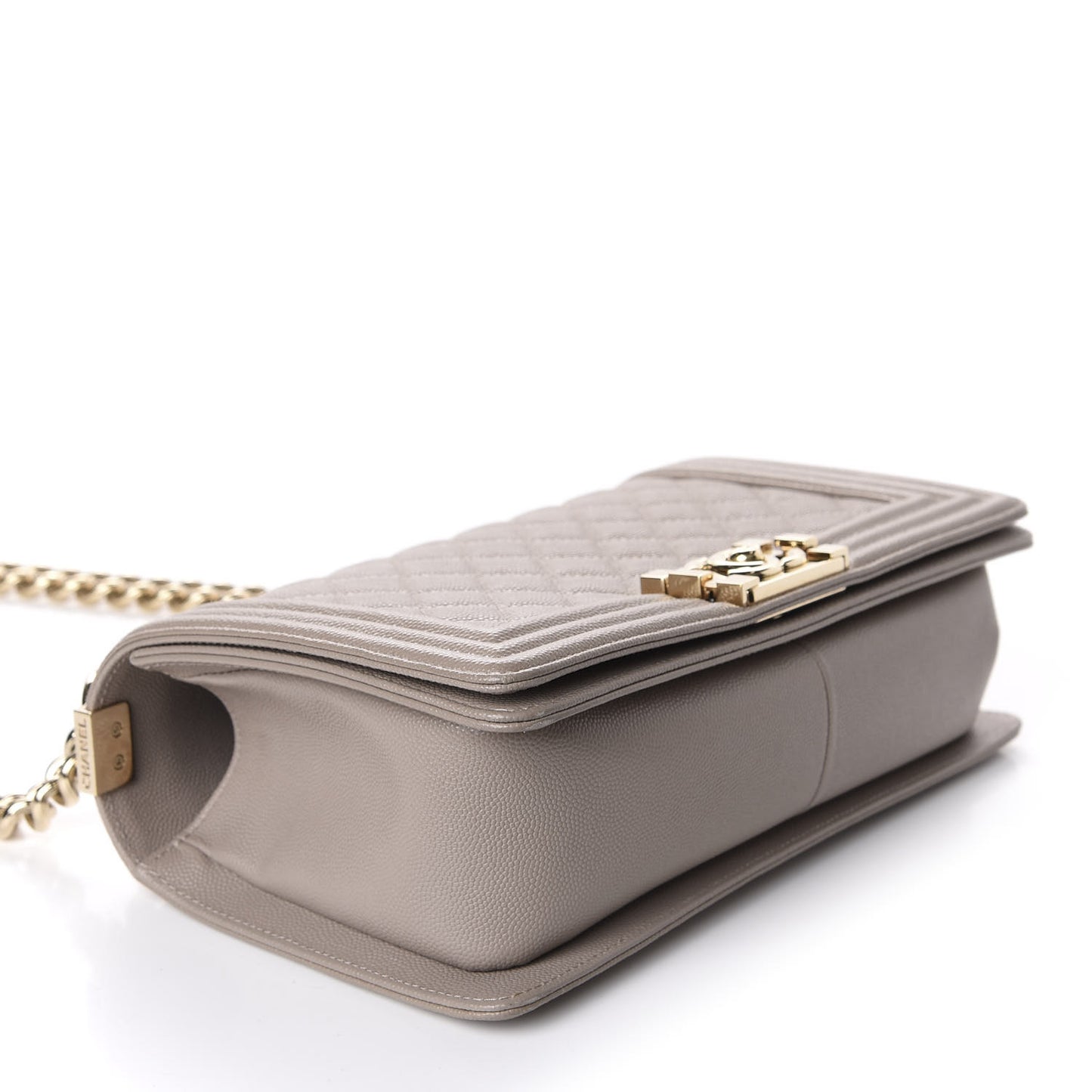 Caviar Quilted Medium Boy Flap Dark Beige