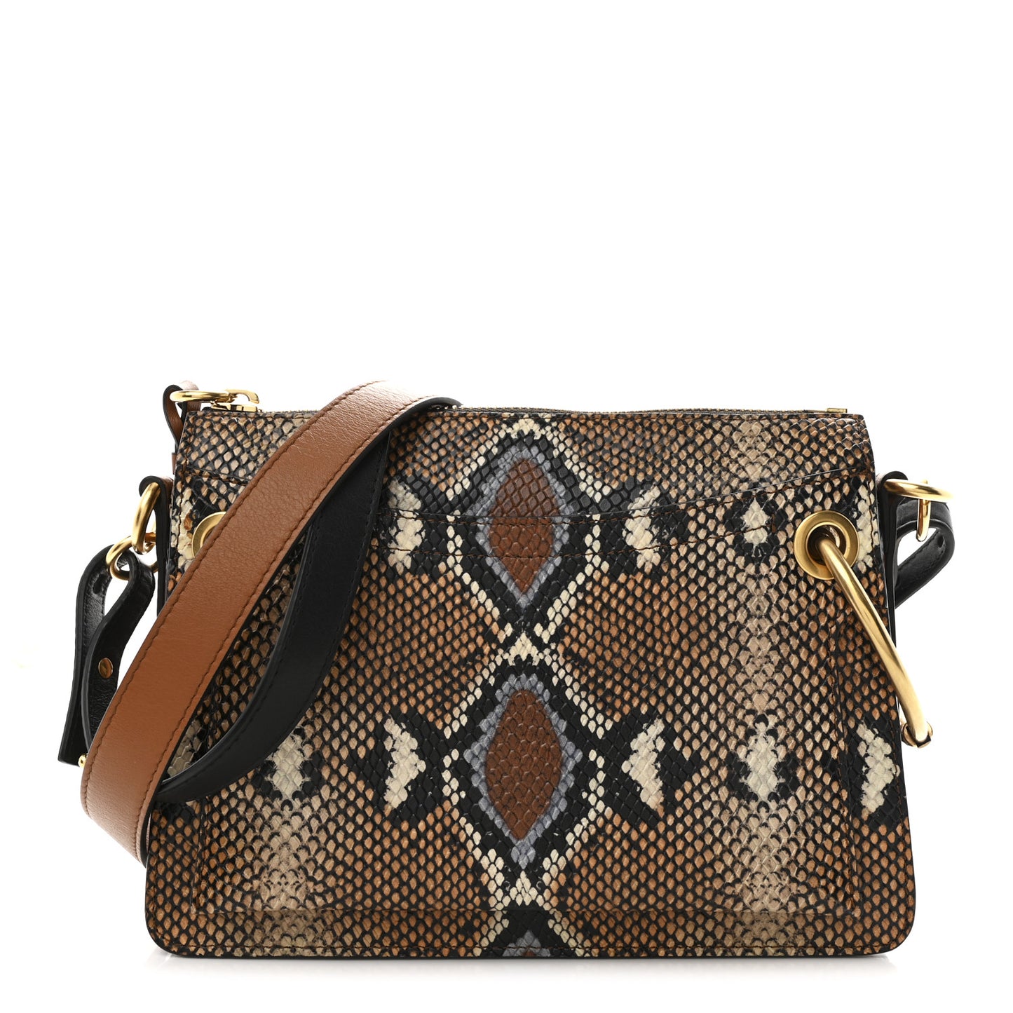 Calfskin Snakeskin Embossed Small Roy Bag Multicolor