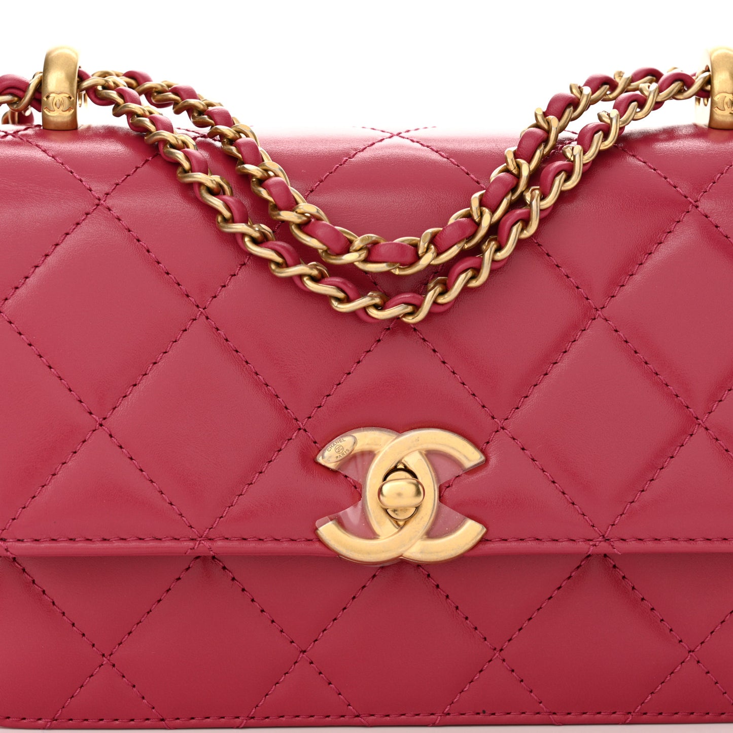 Calfskin Quilted Mini Perfect Fit Flap Dark Pink