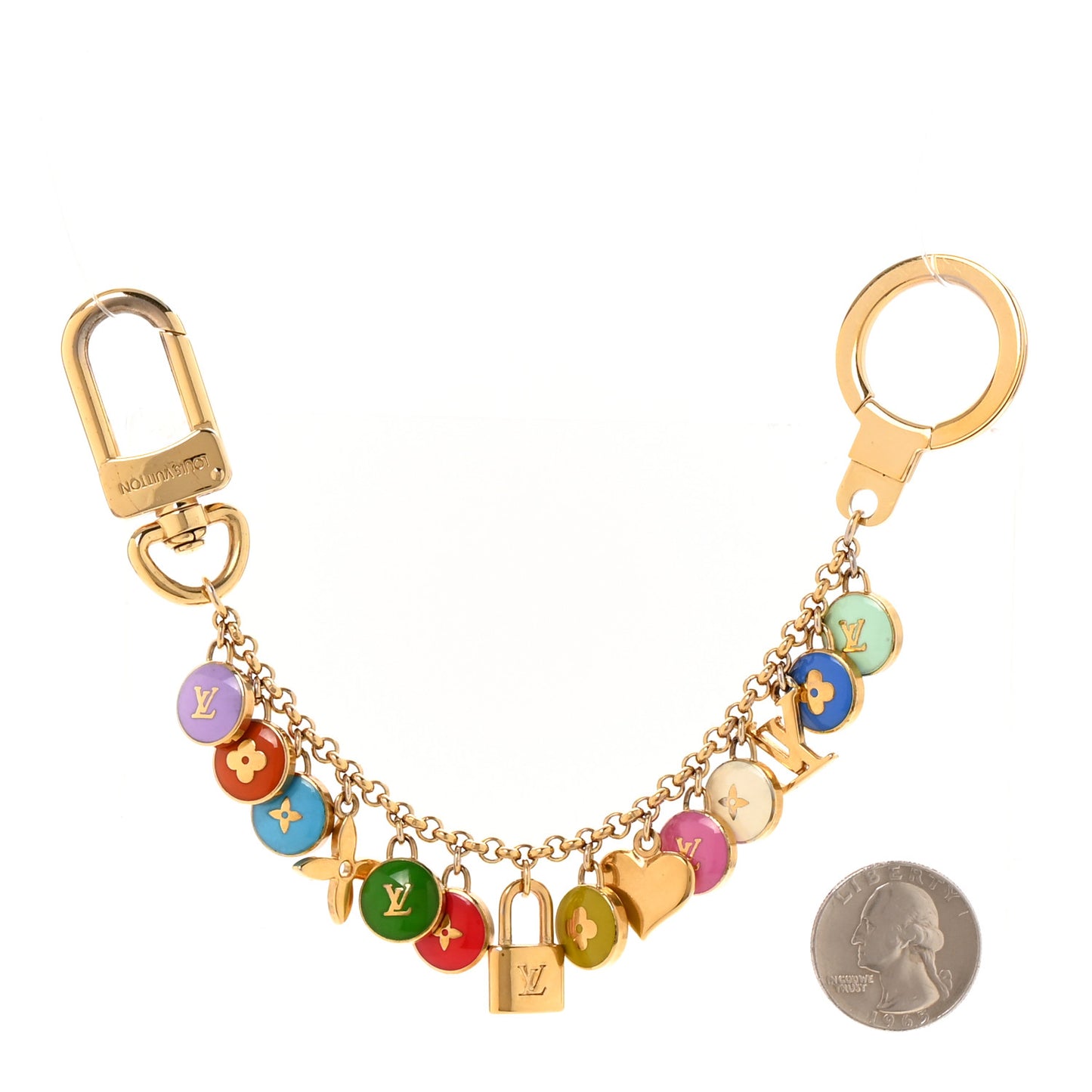 Metal Enamel Pastilles Key Chain Bag Charm Multicolor