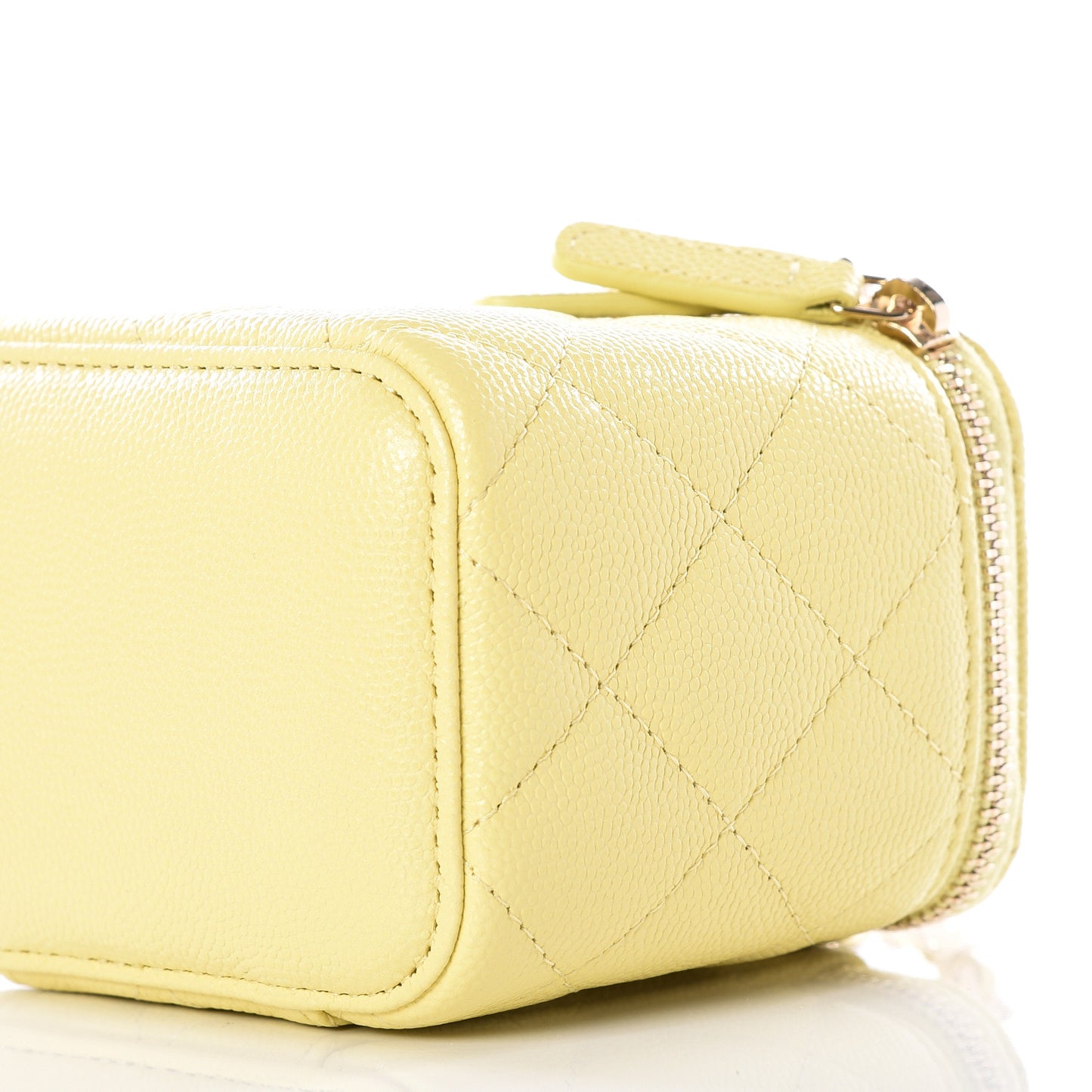 Caviar Quilted Mini Vanity Case With Chain Yellow