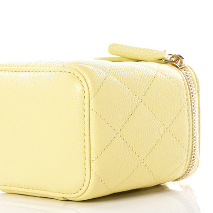 Chanel Caviar Quilted Mini Vanity Case With Chain Yellow 6 of 11