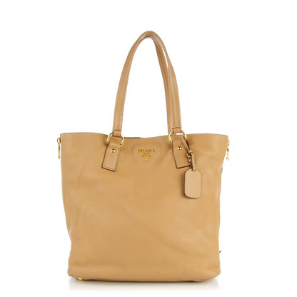 Prada Vitello Daino Side Zip Shopping Tote Sughero 1 of 9