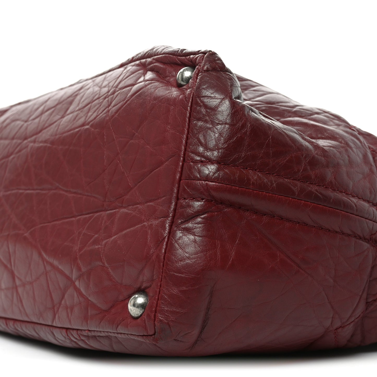 Aged Calfskin Small Shopping In Moscow Tote Burgundy