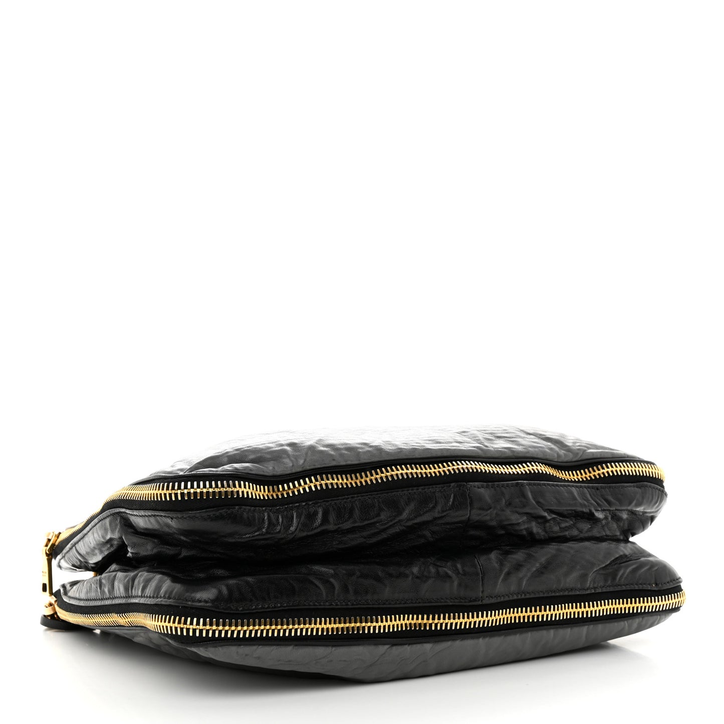 Vitello Shine Pushlock Shoulder Bag Grey