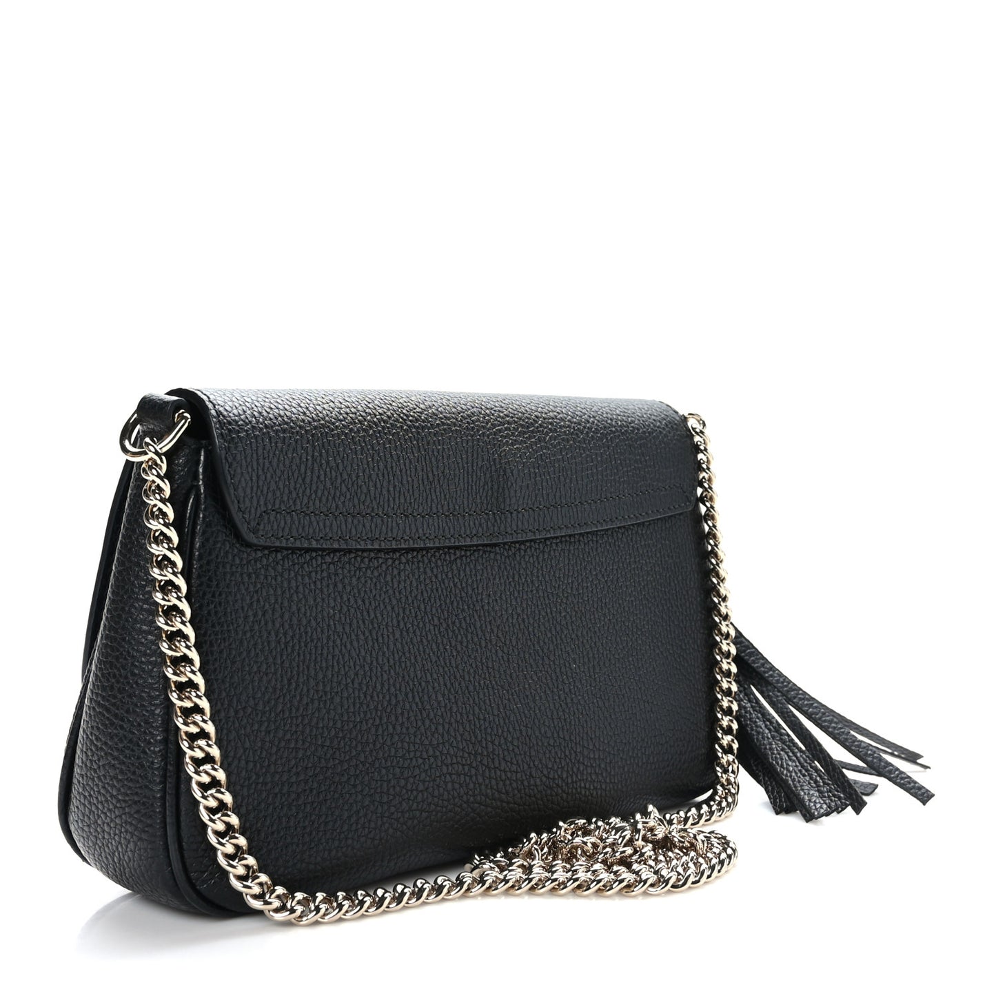 Pebbled Calfskin Medium Soho Flap Crossbody Black