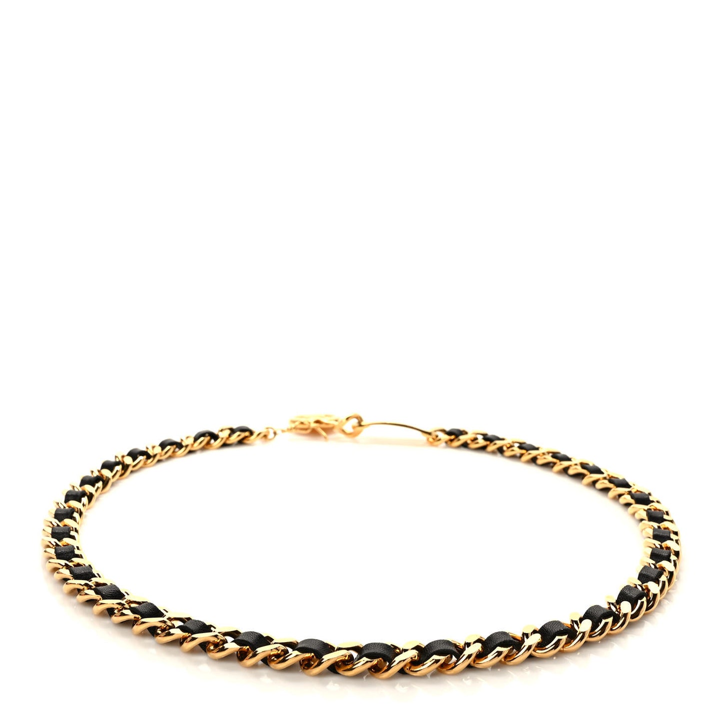 Lambskin Chain CC Medallion Belt Black Gold