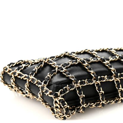 Chanel Lambskin Chain Frame Shoulder Bag Black 9 of 10
