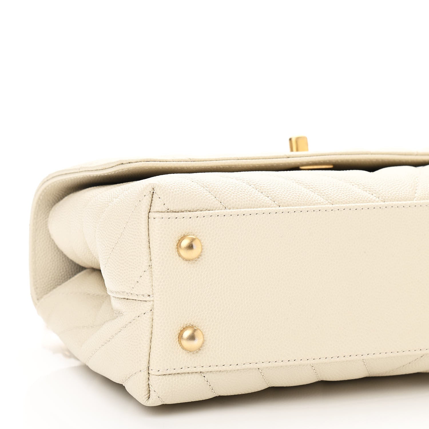 Chanel Caviar Lizard Chevron Quilted Mini Coco Handle Flap Ivory 9 of 10