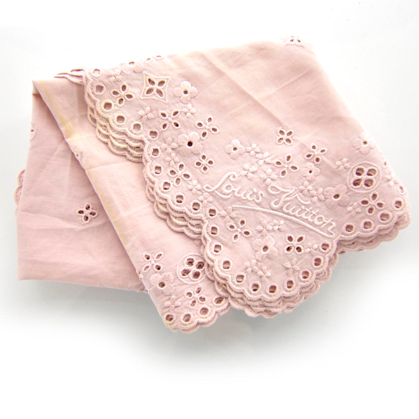 Embroidered Eyelet Bandana Scarf Pink