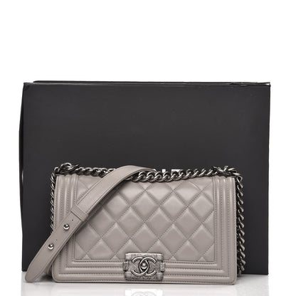 Chanel Lambskin Quilted Medium Boy Flap Grey 8 of 8