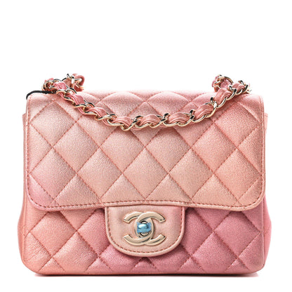 Chanel Metallic Lambskin Quilted Ombre Mini Square Flap Pink 1 of 11