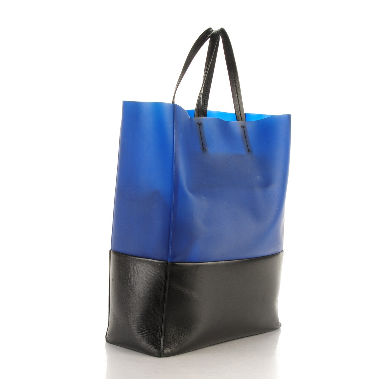 Celine Rubber Lambskin Vertical Cloudy Bi-Cabas Lagoon Black 4 of 8