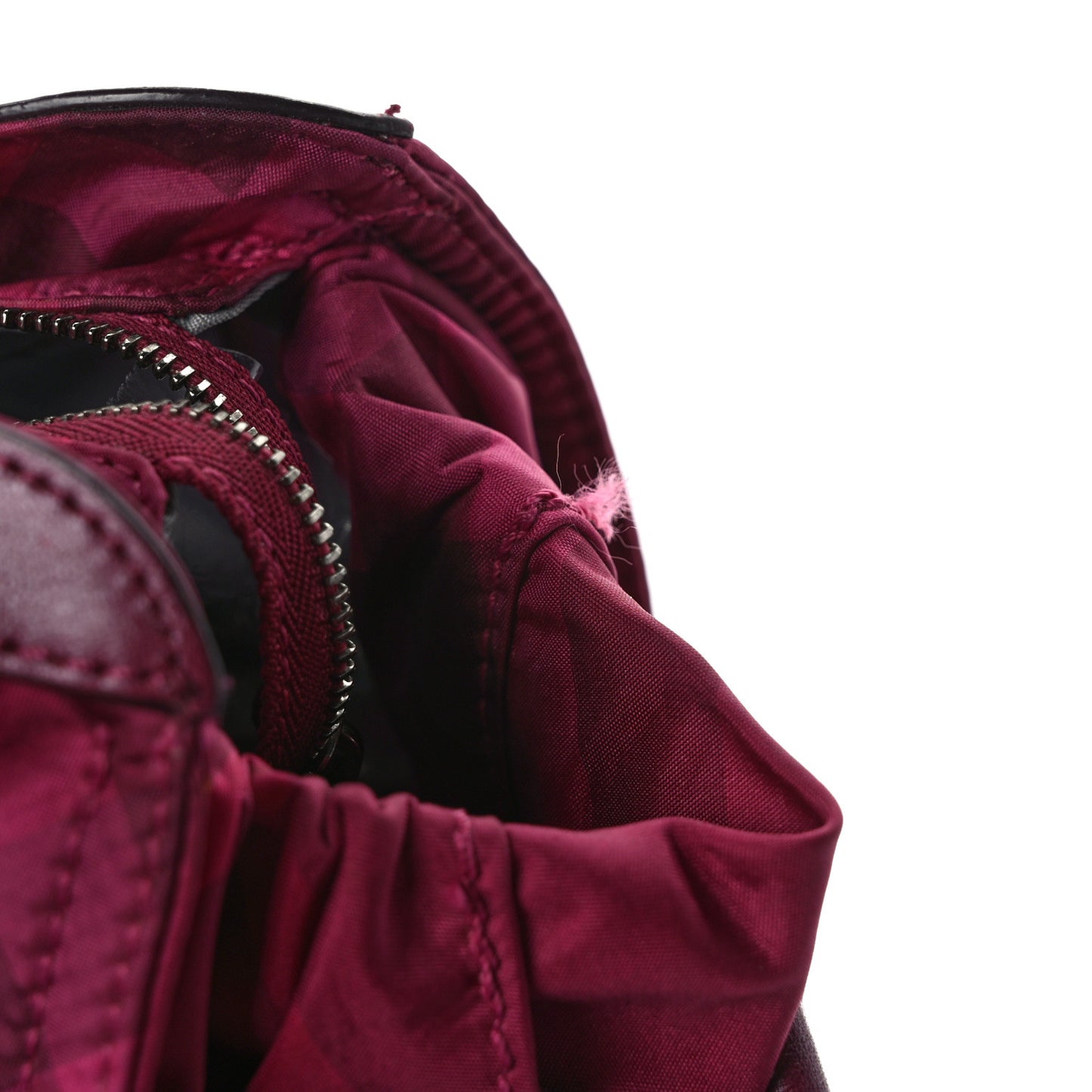 Nylon Check Small Buckleigh Packable Tote Bright Burgundy