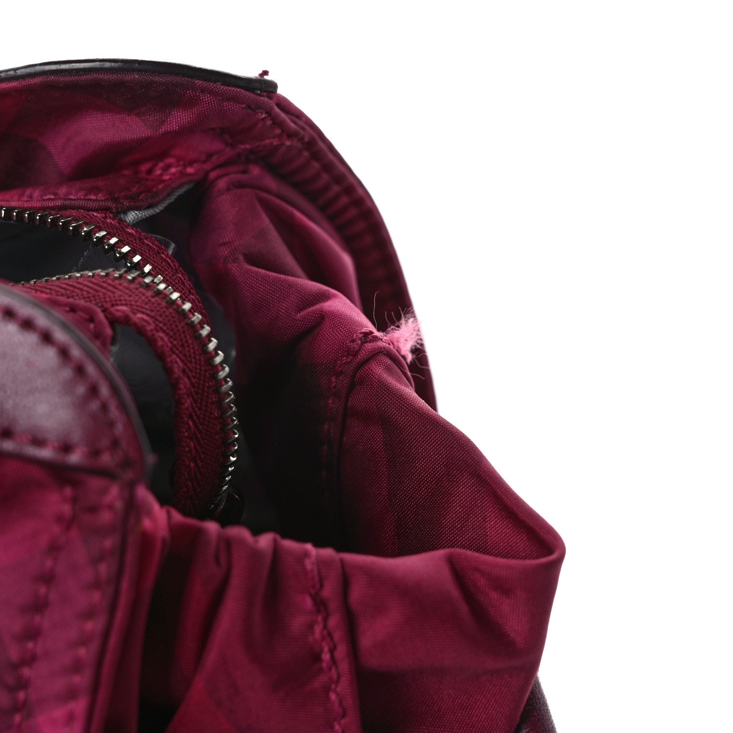 Burberry Nylon Check Small Buckleigh Packable Tote Bright Burgundy 11 of 12