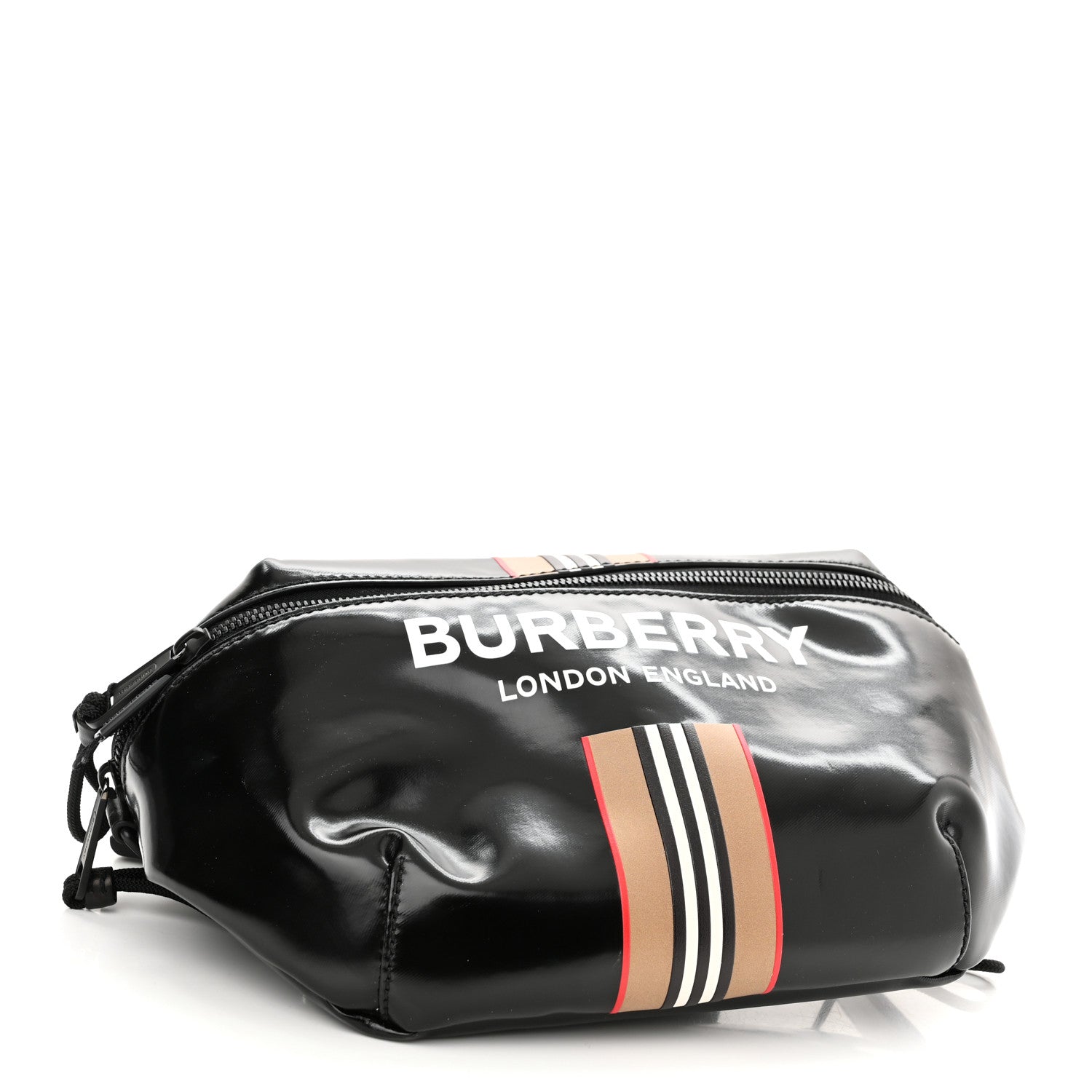 Burberry Coated Canvas Icon Stripe Sonny Bum Bag Black 4 of 9