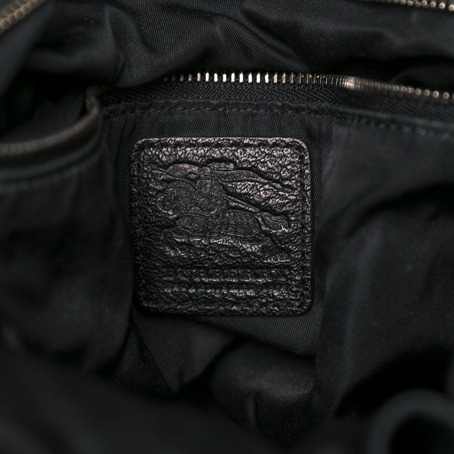 Burberry Nylon Tonal Check Drawstring Tote Black 9 of 18