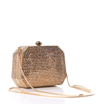 Judith Leiber Swarovski Crystal Minaudiere Clutch Gold 3 of 9