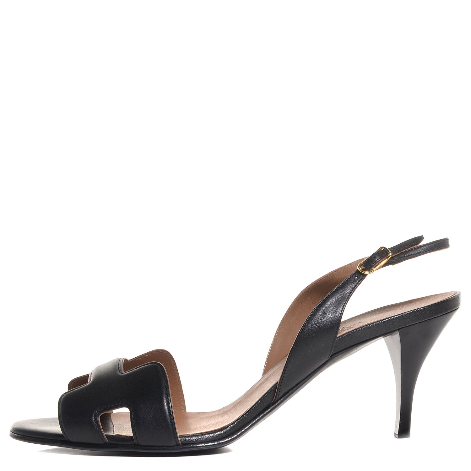 Hermes Nappa Leather Night 70 Slingback Heels 40 Black 1 of 6