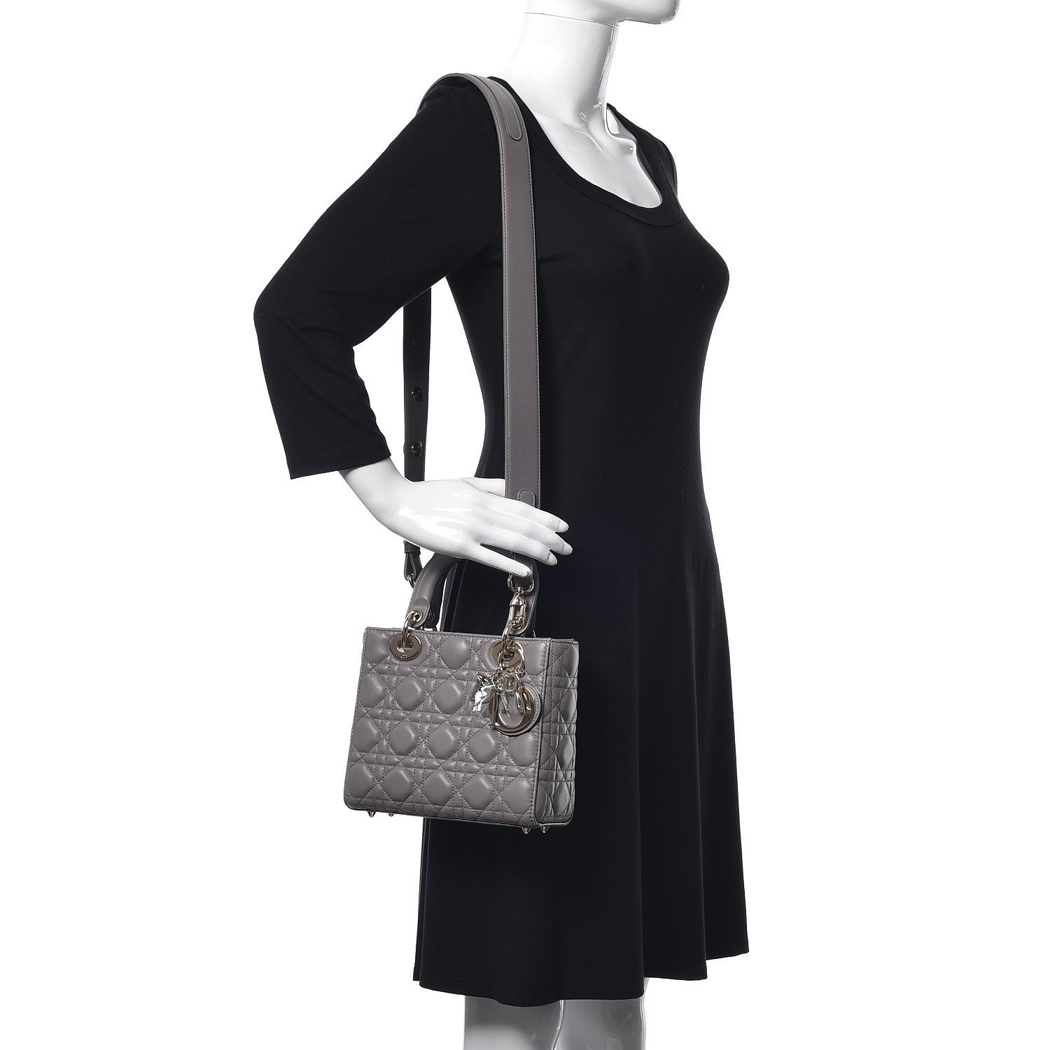 Christian Dior Lambskin Cannage Small Lucky Badges My Lady Dior Grey 2 of 10