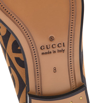 Gucci Canvas Rhombus Horsebit Mens Jordaan Loafers 8 Camel Brown Black 6 of 8