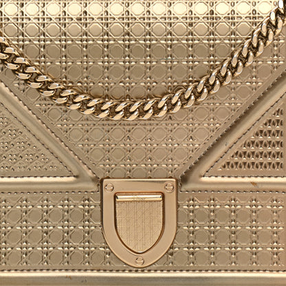 Christian Dior Metallic Patent Micro-Cannage Diorama Wallet on Chain Pouch Gold 9 of 9