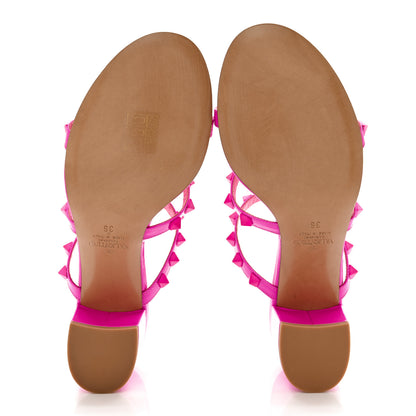 Valentino Garavani Patent Rockstud 60mm Caged Slide Sandals 36 Pink PP 5 of 11