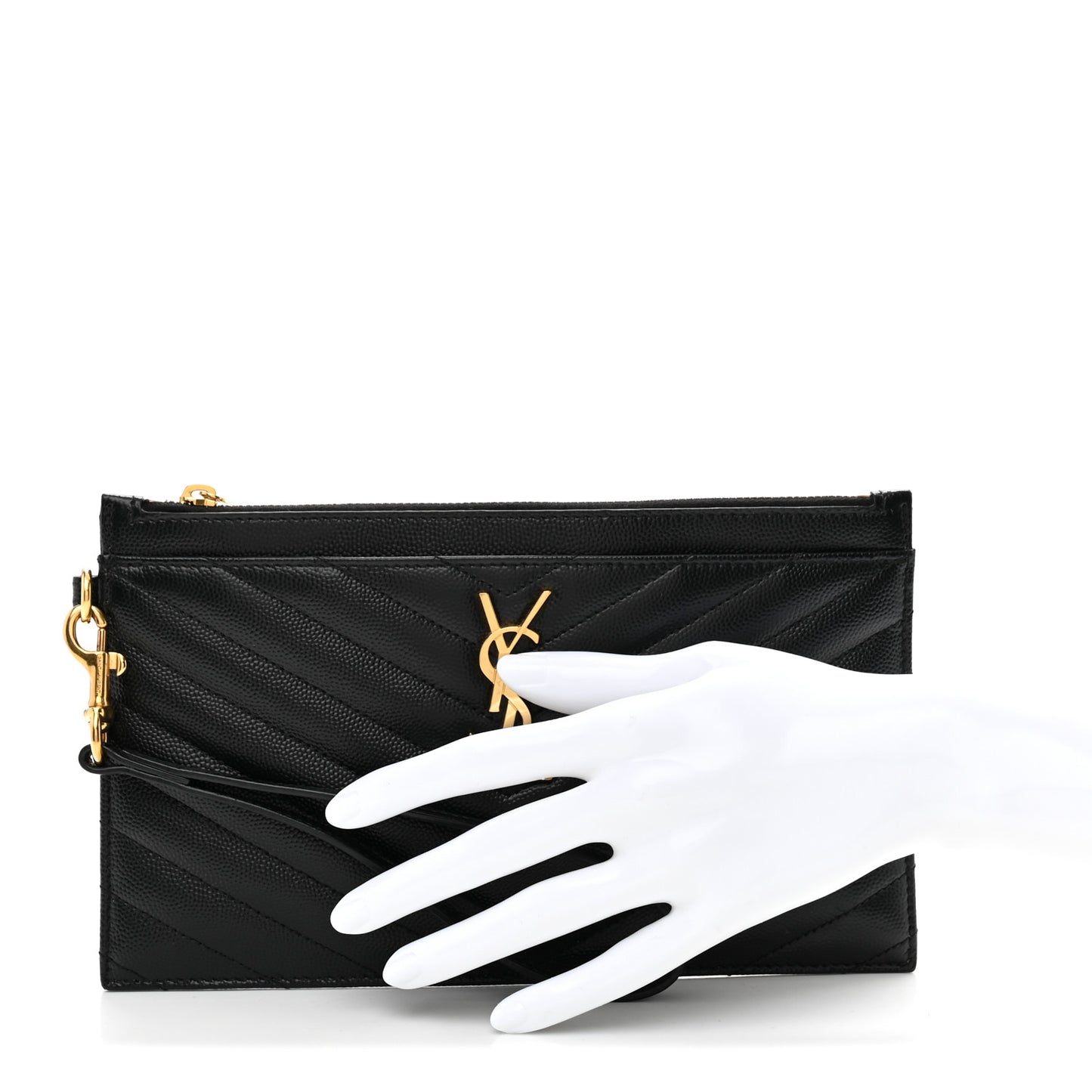 Grain De Poudre Chevron Monogram Large Bill Pouch Black
