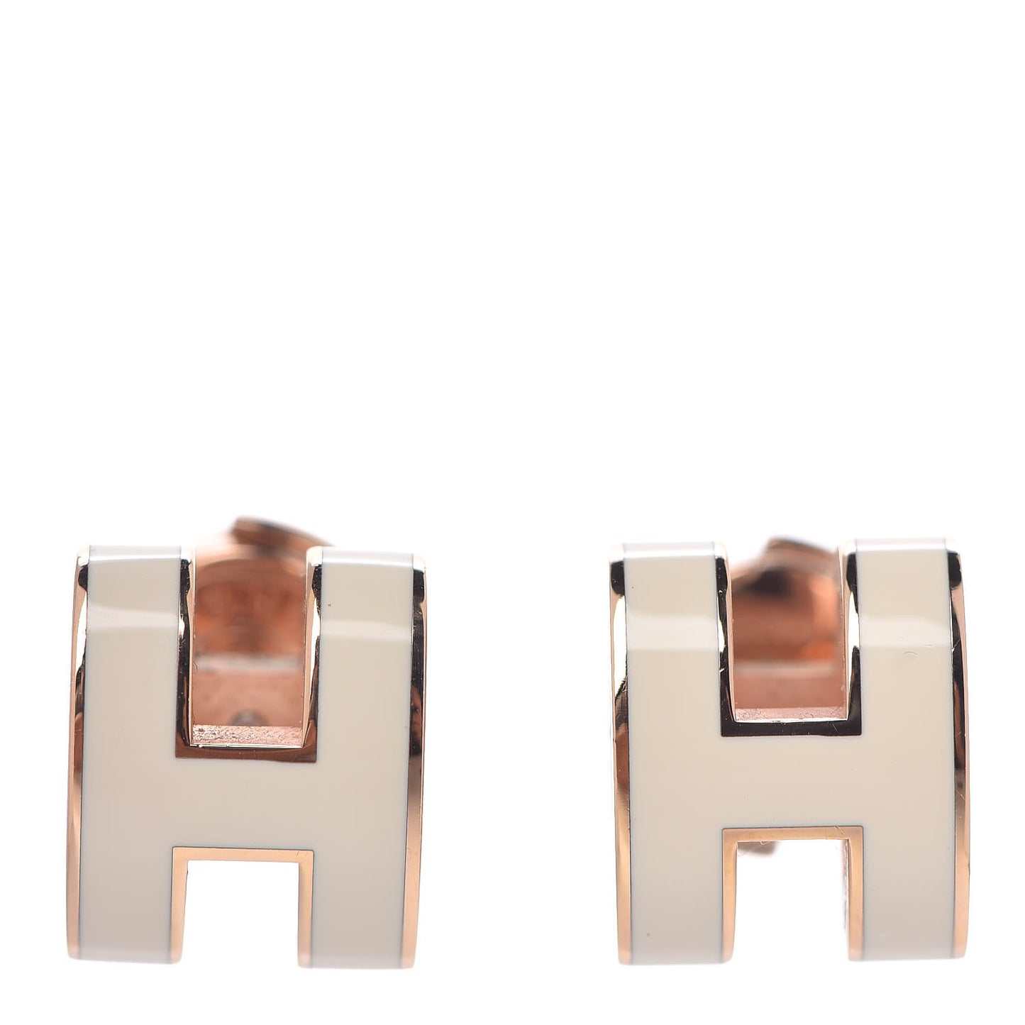 Rose Gold Lacquered Pop H Earrings Ecru