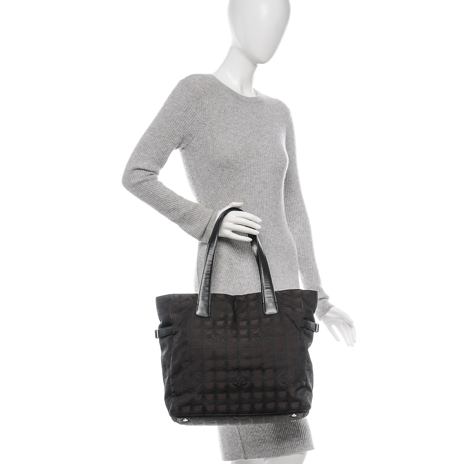 Chanel Nylon Medium Travel Tote Black Brown 2 of 14