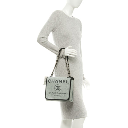 Chanel Woven Straw Raffia Small Deauville Messenger Grey 3 of 8