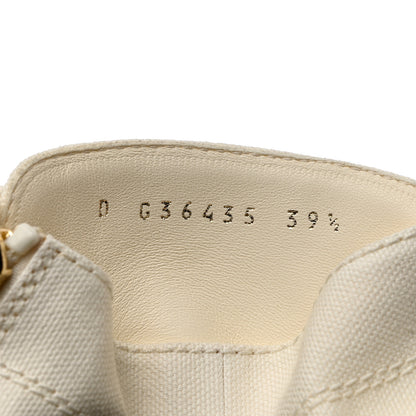 Chanel Fabric CC Lace Up Boots 39.5 White 6 of 9