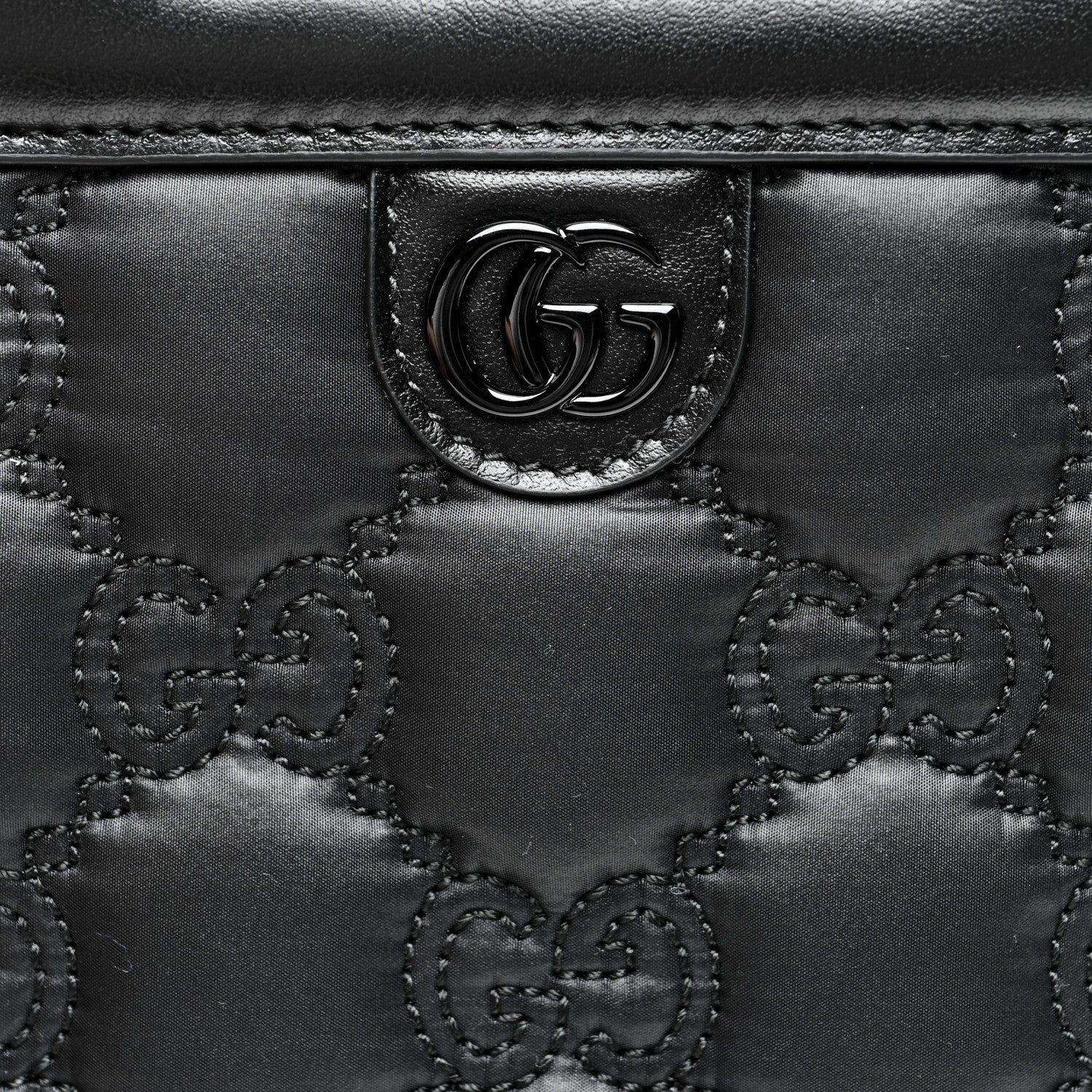 Gucci Nylon Calfskin Enamel GG Matelasse Mini Top Slip Handle Crossbody Bag Black 8 of 11