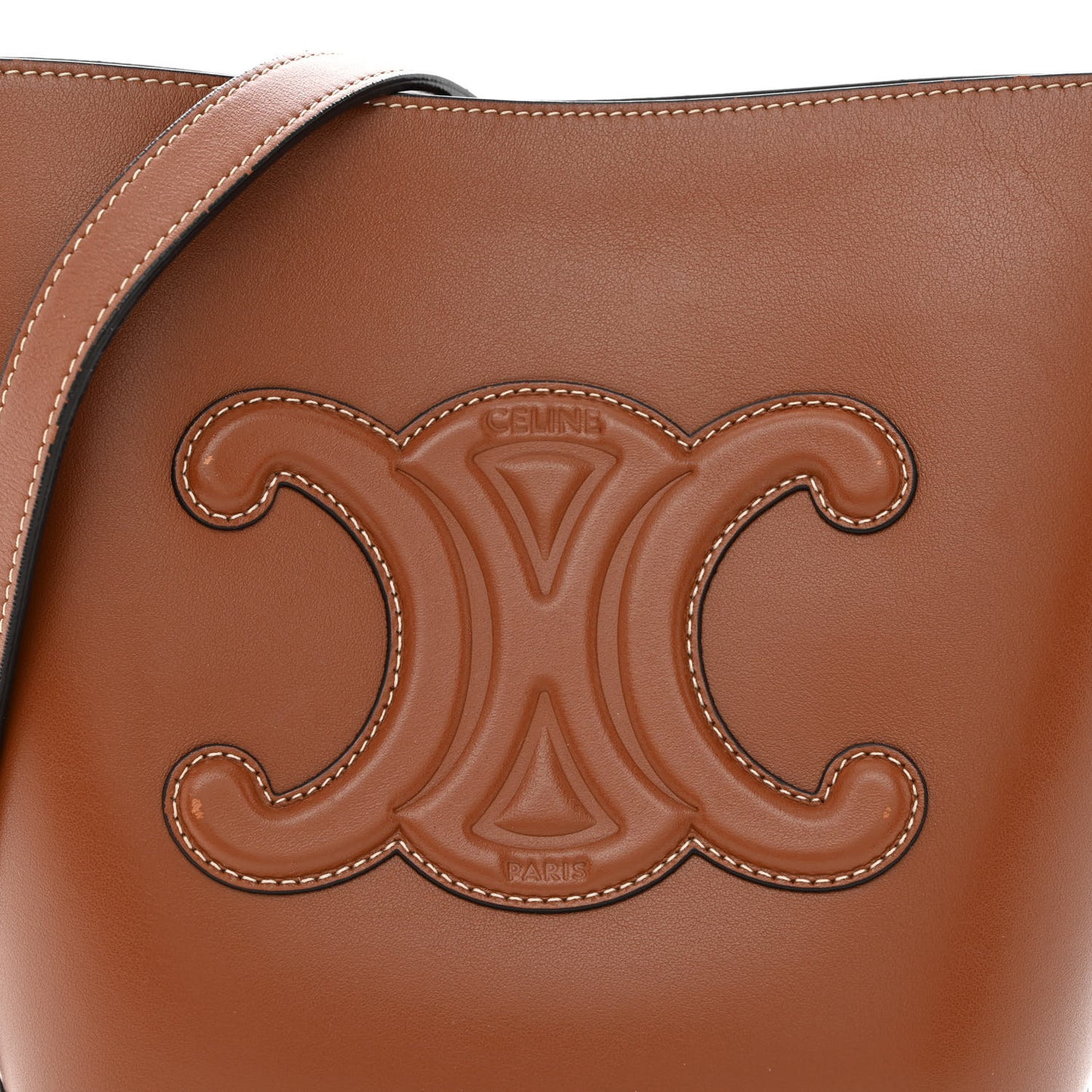 Smooth Calfskin Small Cuir Triomphe Bucket Bag Tan