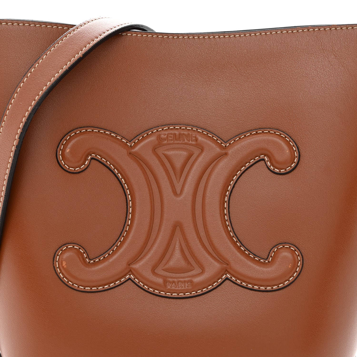 Celine Smooth Calfskin Small Cuir Triomphe Bucket Bag Tan 8 of 15