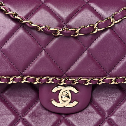 Chanel Crumpled Calfskin Medium Chain All Over Flap Purple 9 of 11