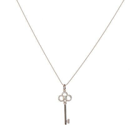 Tiffany 18K Rose Gold Diamond Crown Key Pendant Necklace 1 of 6