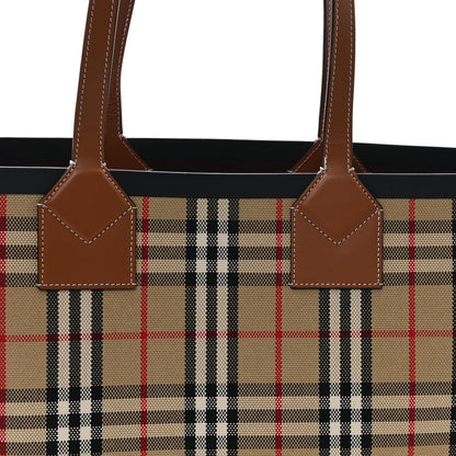 Burberry Cotton Vintage Check Medium London Tote Bag Briar Brown Black 9 of 13
