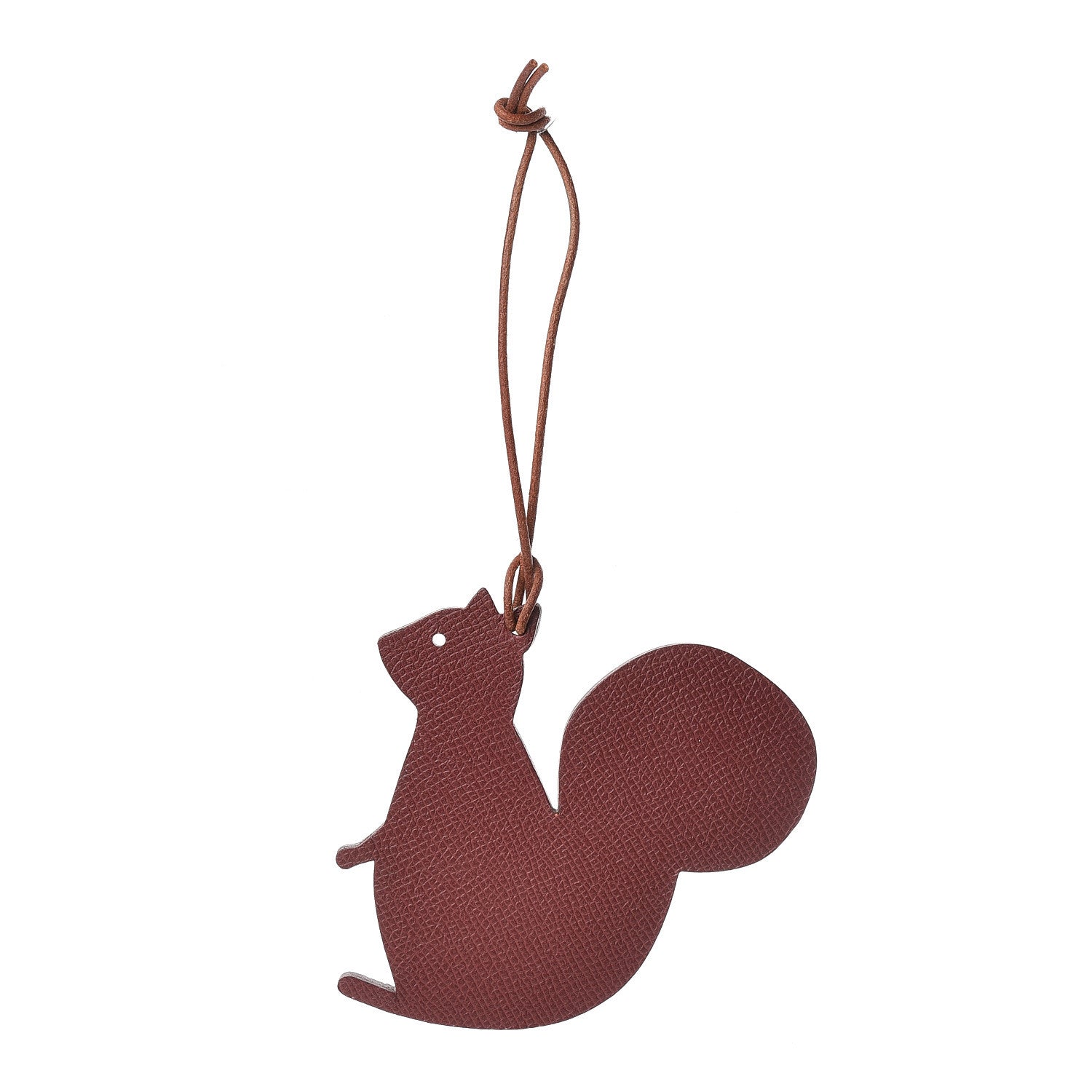 Hermes Epsom Togo Petit H GM Squirrel Bag Charm Bordeaux Colvert 1 of 3