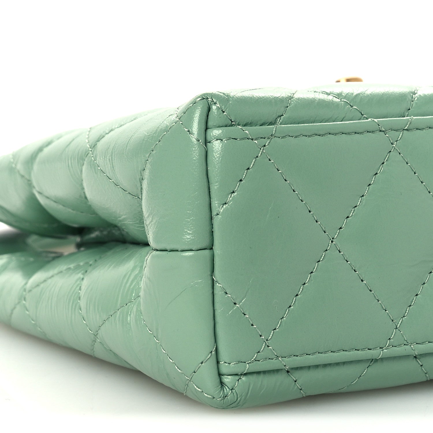 Chanel Shiny Aged Calfskin Quilted Nano Kelly Shopper Light Green 9 of 11