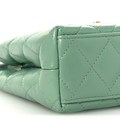 Chanel Shiny Aged Calfskin Quilted Nano Kelly Shopper Light Green 9 of 11