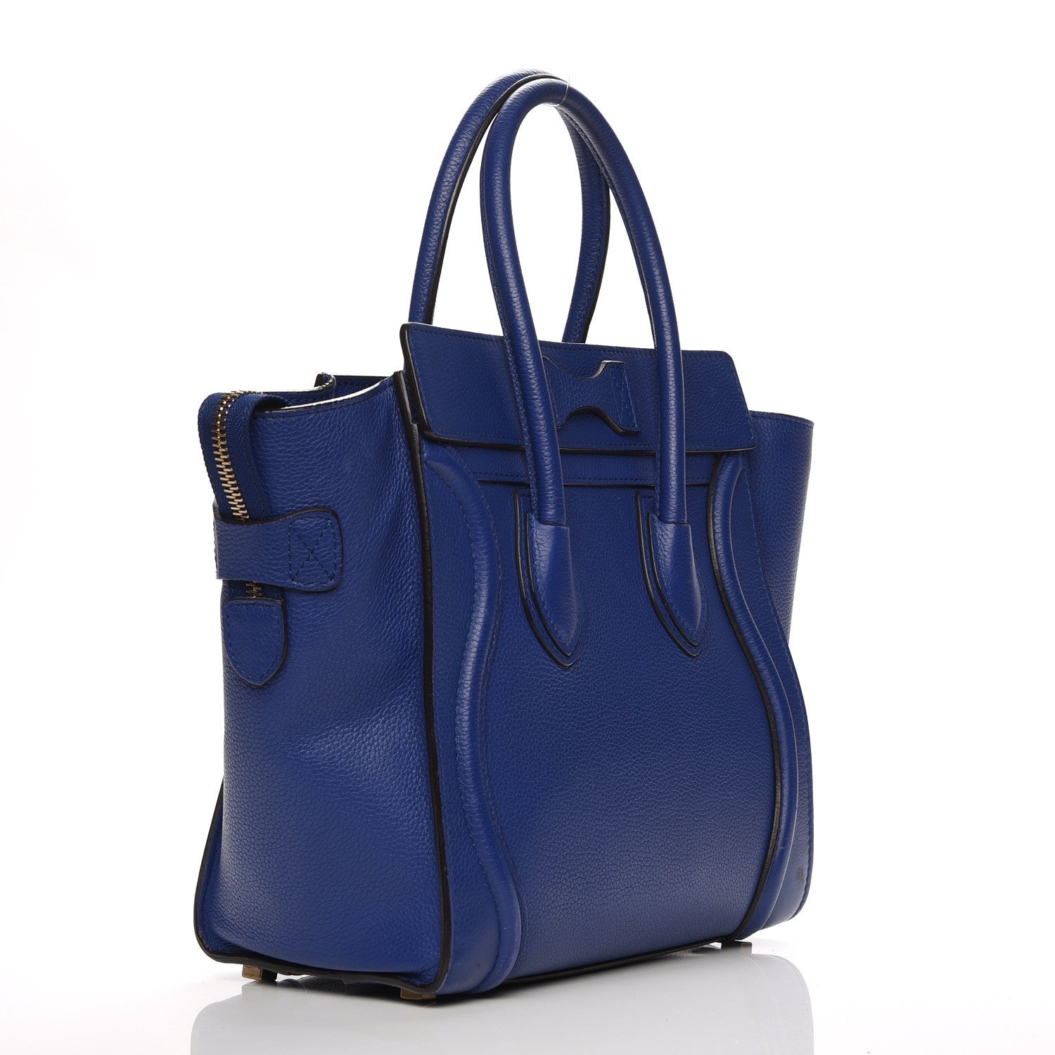 Celine Drummed Calfskin Micro Luggage Indigo 3 of 9