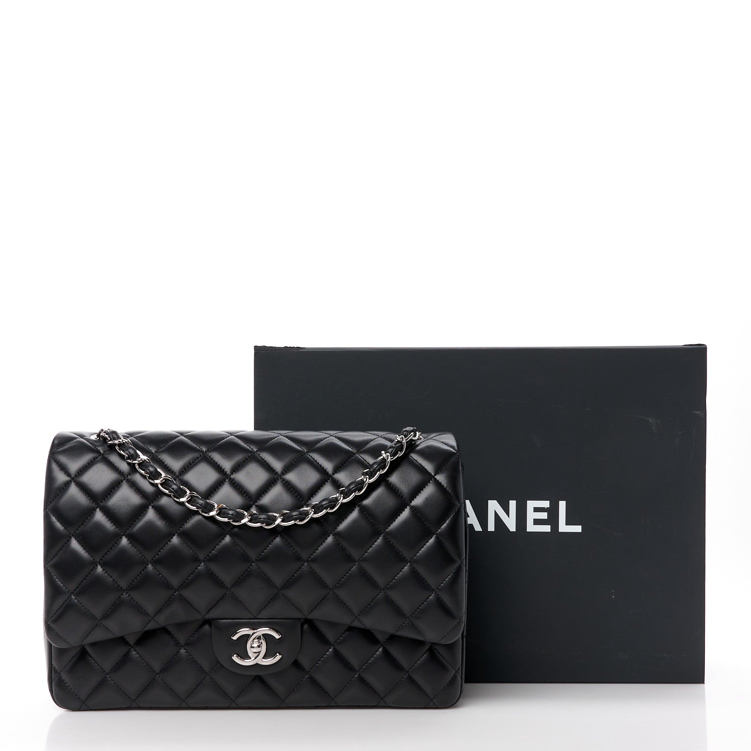 Chanel Lambskin Quilted Maxi Double Flap Black 12 of 12