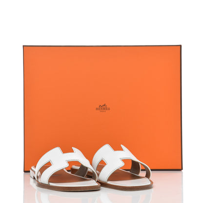Hermes Box Calfskin Oran Sandals 34.5 White 12 of 12