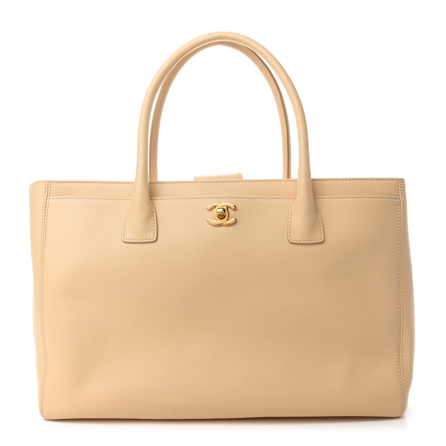 Calfskin Cerf Executive Shopper Tote Beige Clair
