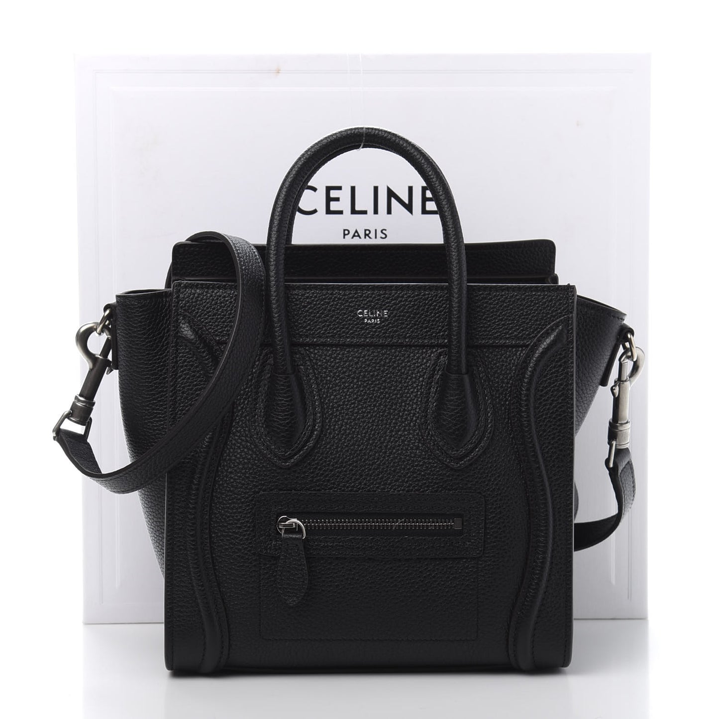Drummed Calfskin Nano Luggage Black